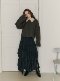 ボアカラーポケットカーディガン