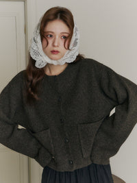 ボアカラーポケットカーディガン