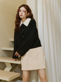 ボアカラーポケットカーディガン