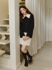 ボアカラーポケットカーディガン