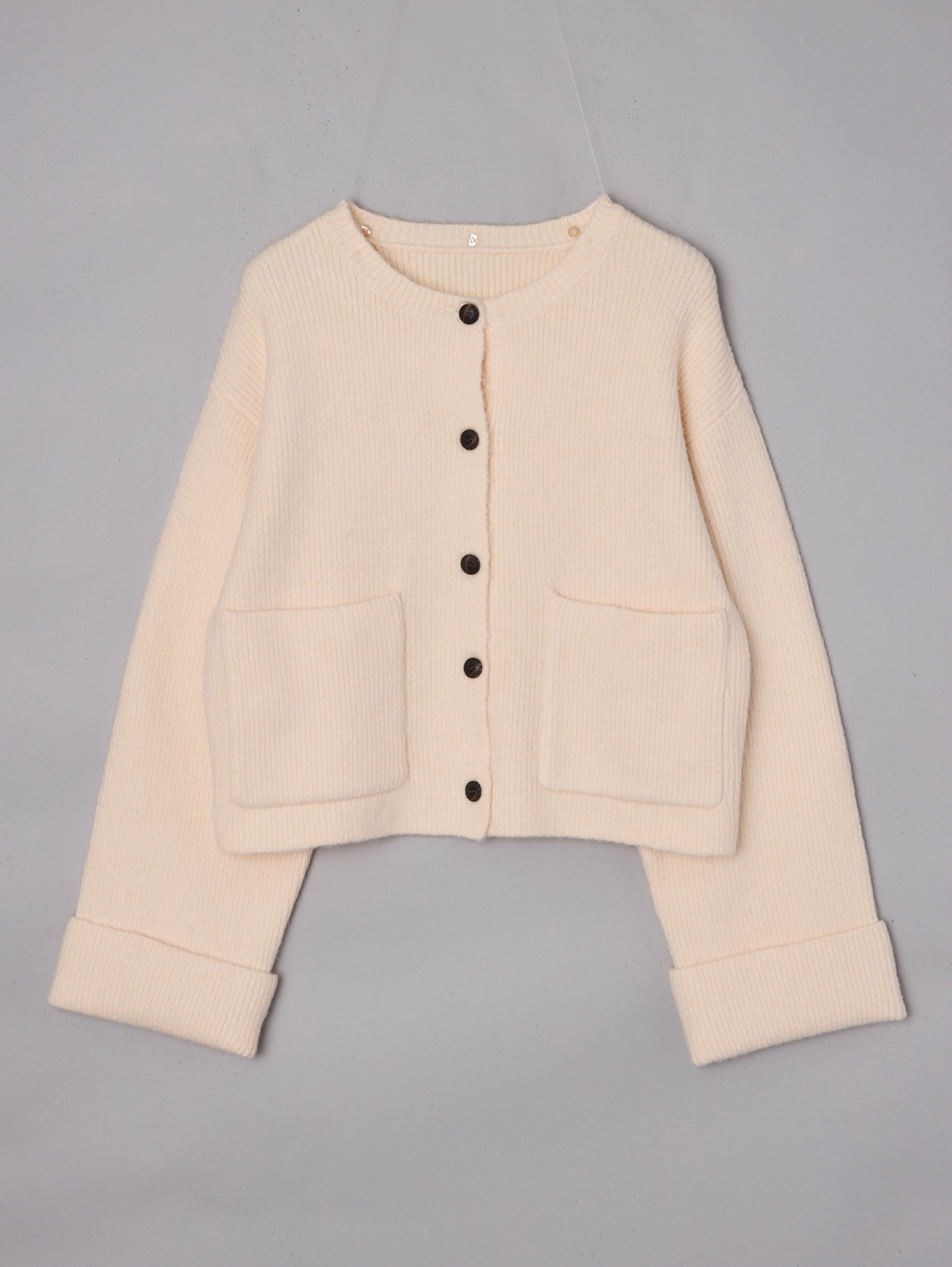 ボアカラーポケットカーディガン