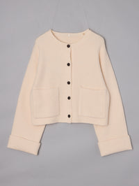 ボアカラーポケットカーディガン