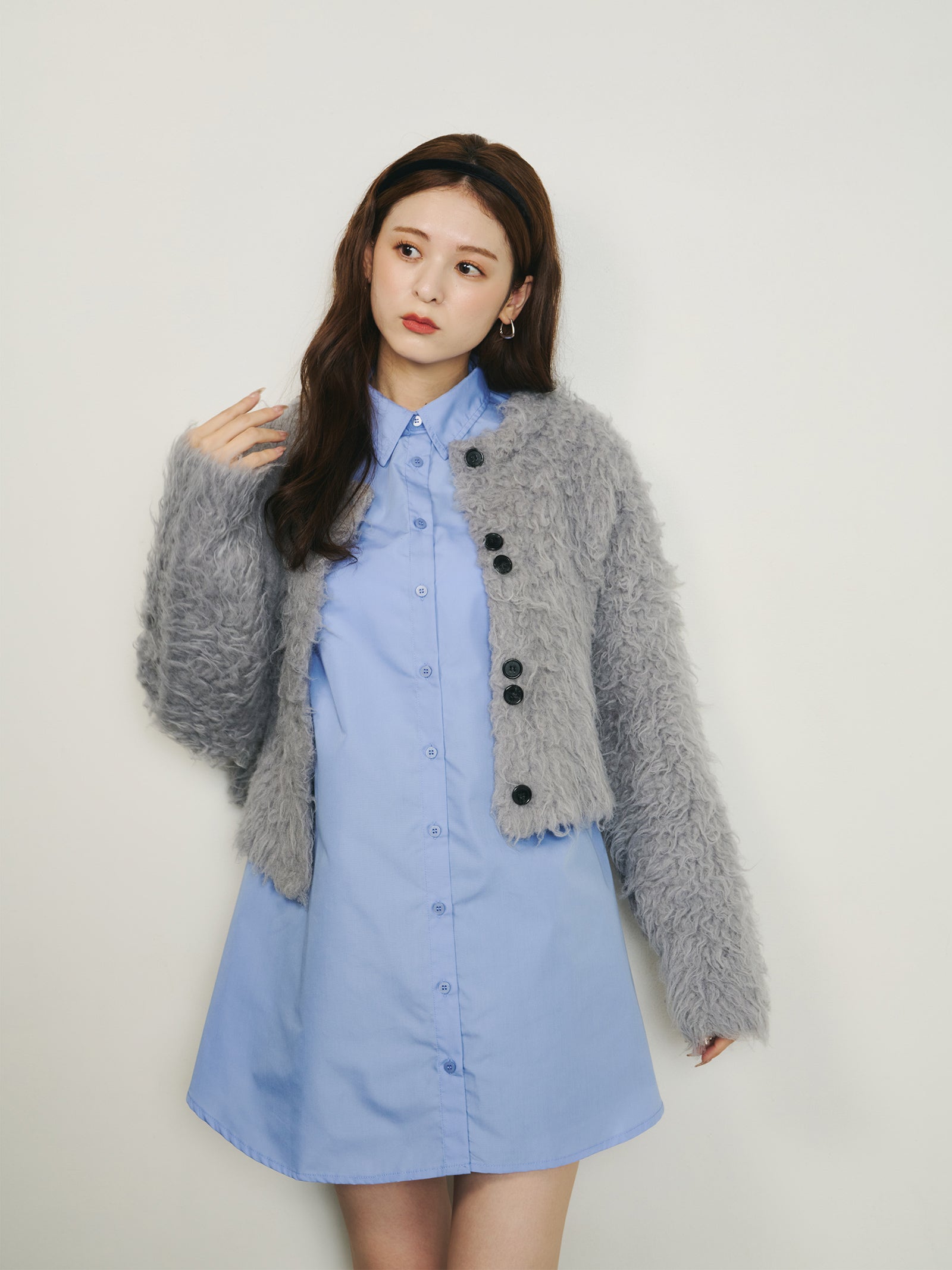 olu. ボリュームロングシャギーカーディガン【pink】 一部予約】ボリュームロングシャギーカーディガン【発送予定日