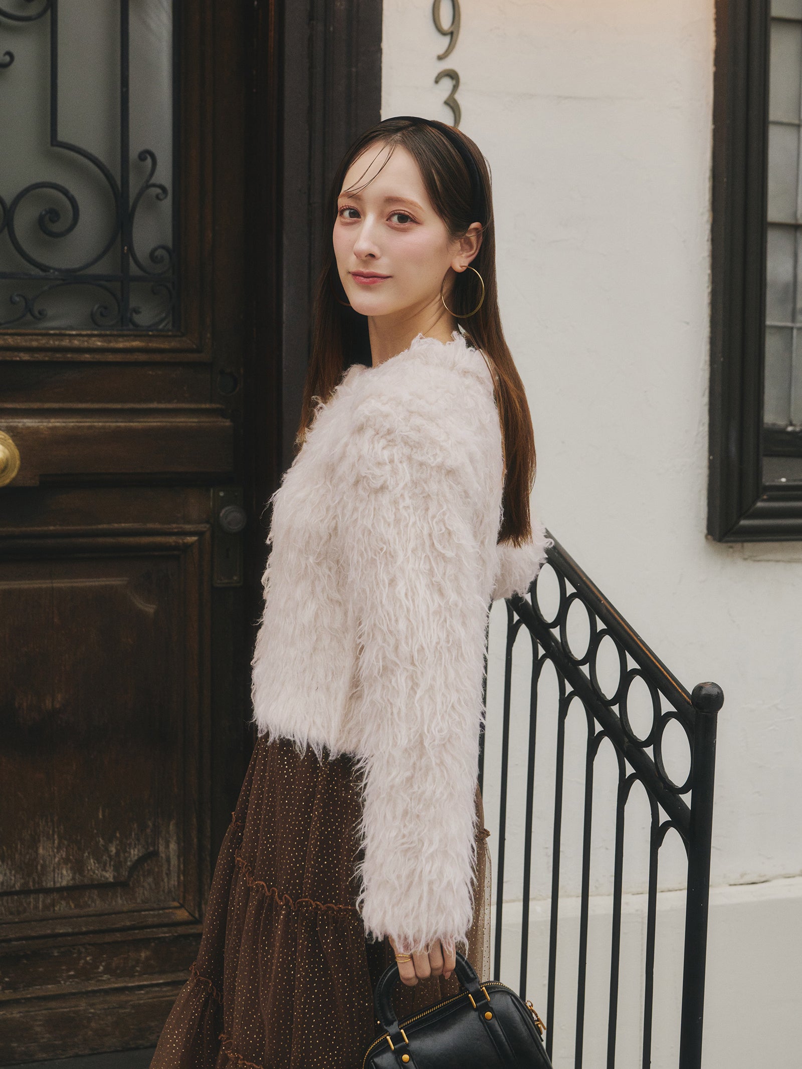 ボリュームロングシャギーカーディガン