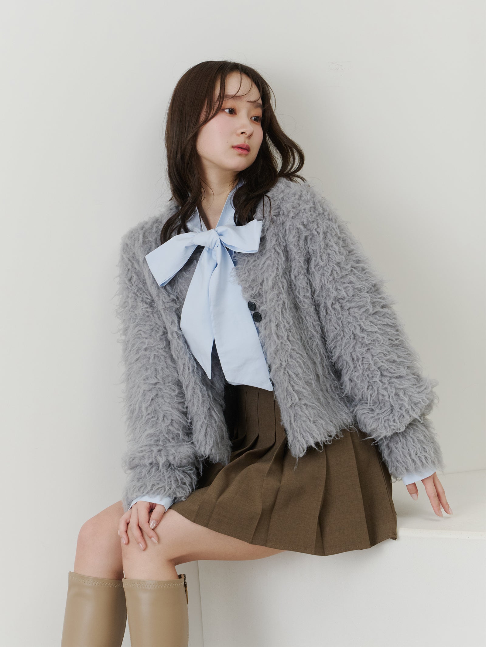 ボリュームロングシャギーカーディガン