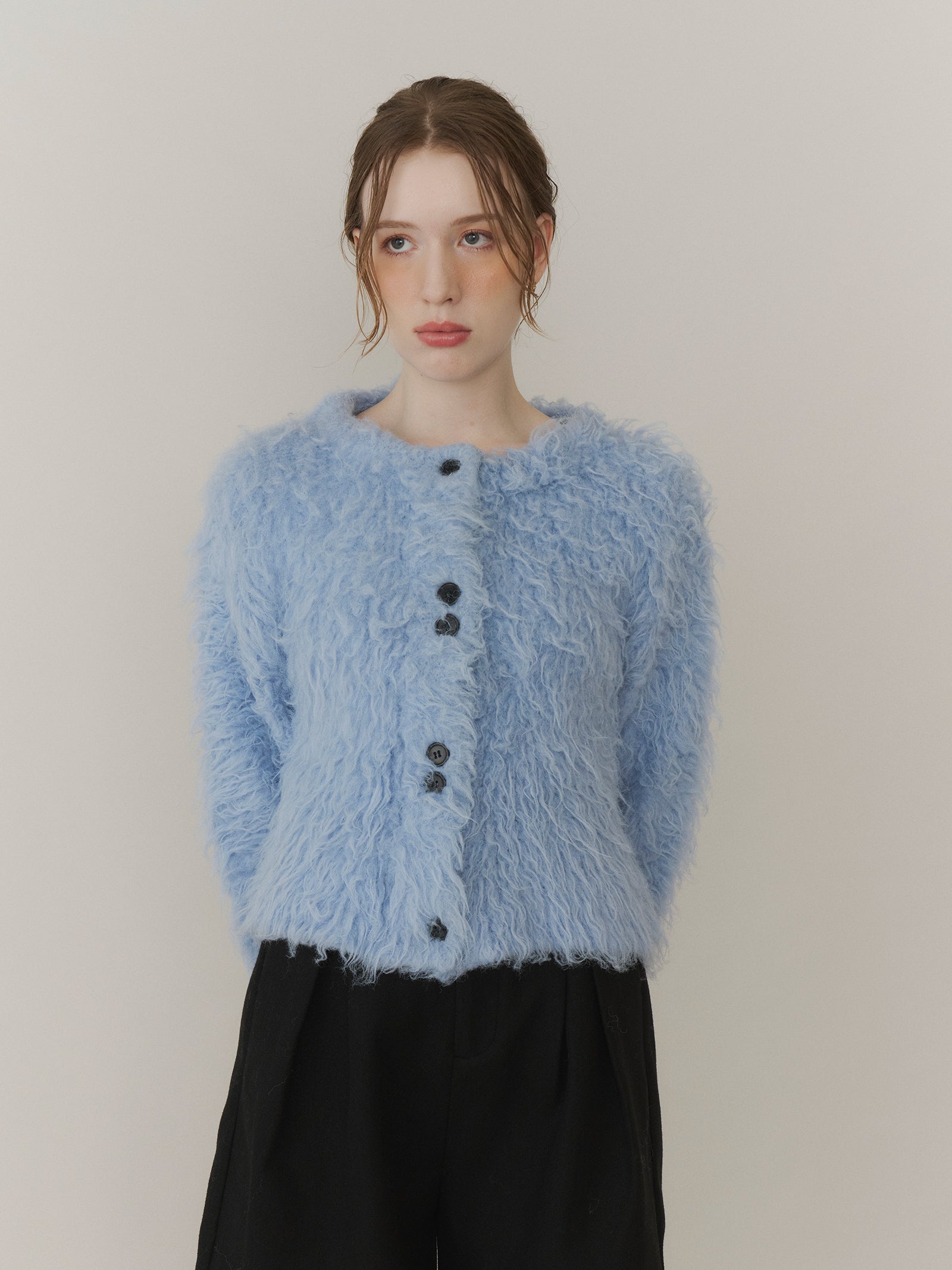 olu. ボリュームロングシャギーカーディガン【pink】 一部予約】ボリュームロングシャギーカーディガン【発送予定日