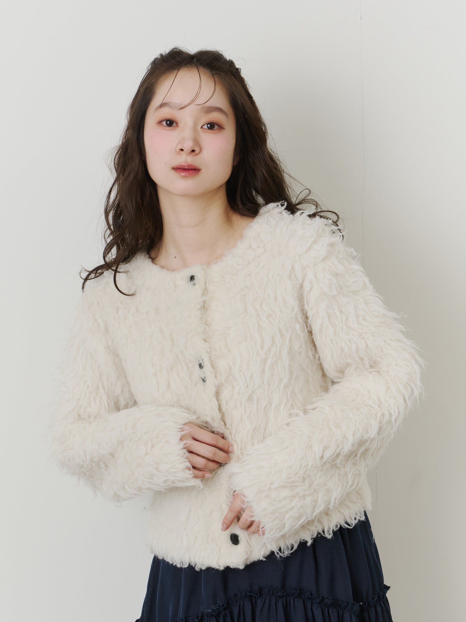 olu. ボリュームロングシャギーカーディガン【pink】 olu. ボリュームロングシャギーカーディガン【pink】