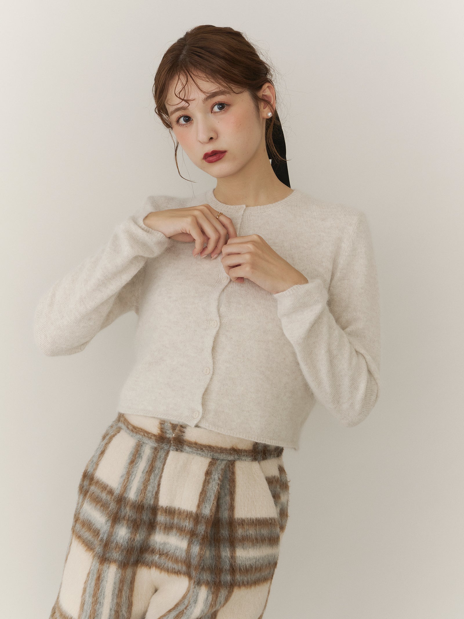 モヘアタッチカーディガン