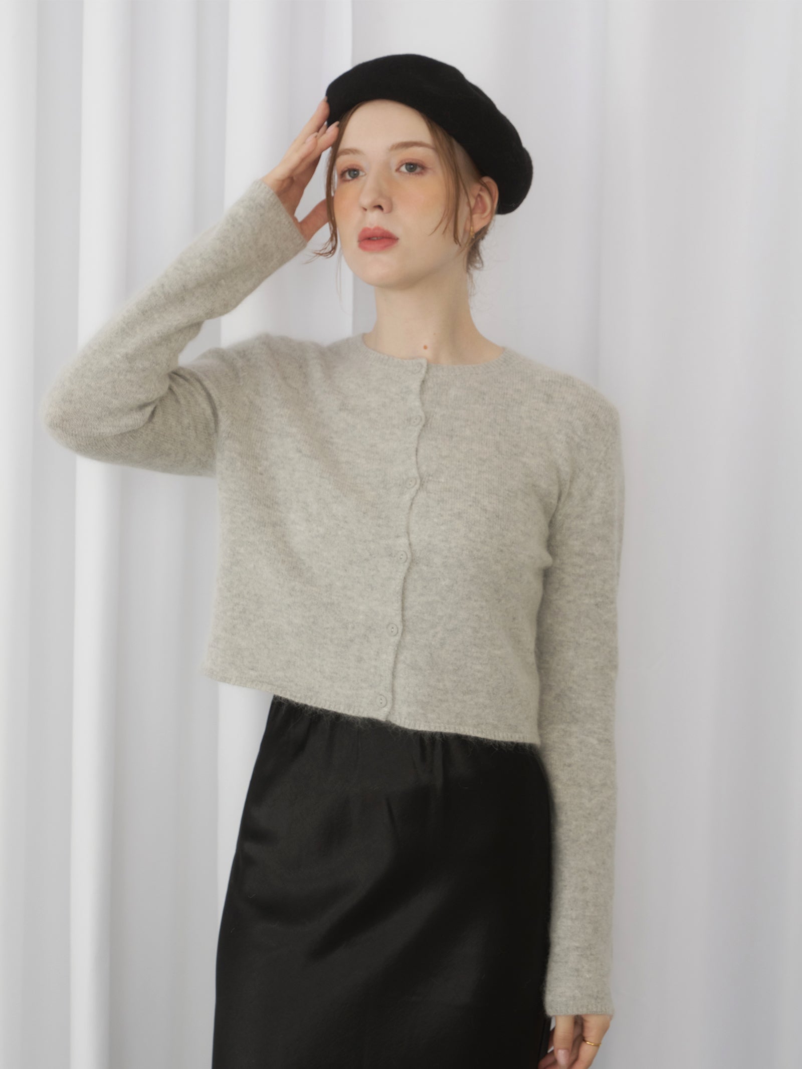 モヘアタッチカーディガン