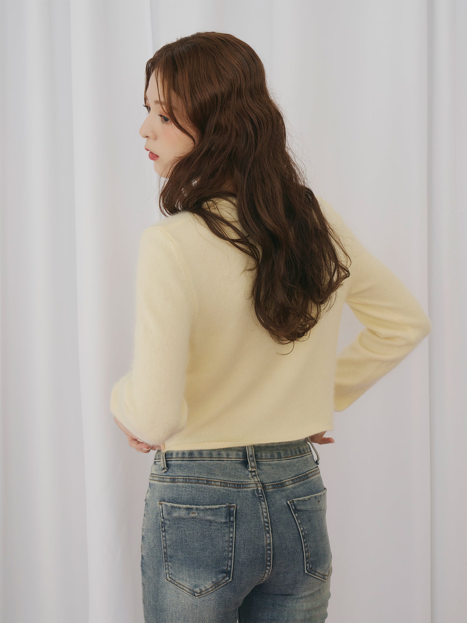 モヘアタッチカーディガン