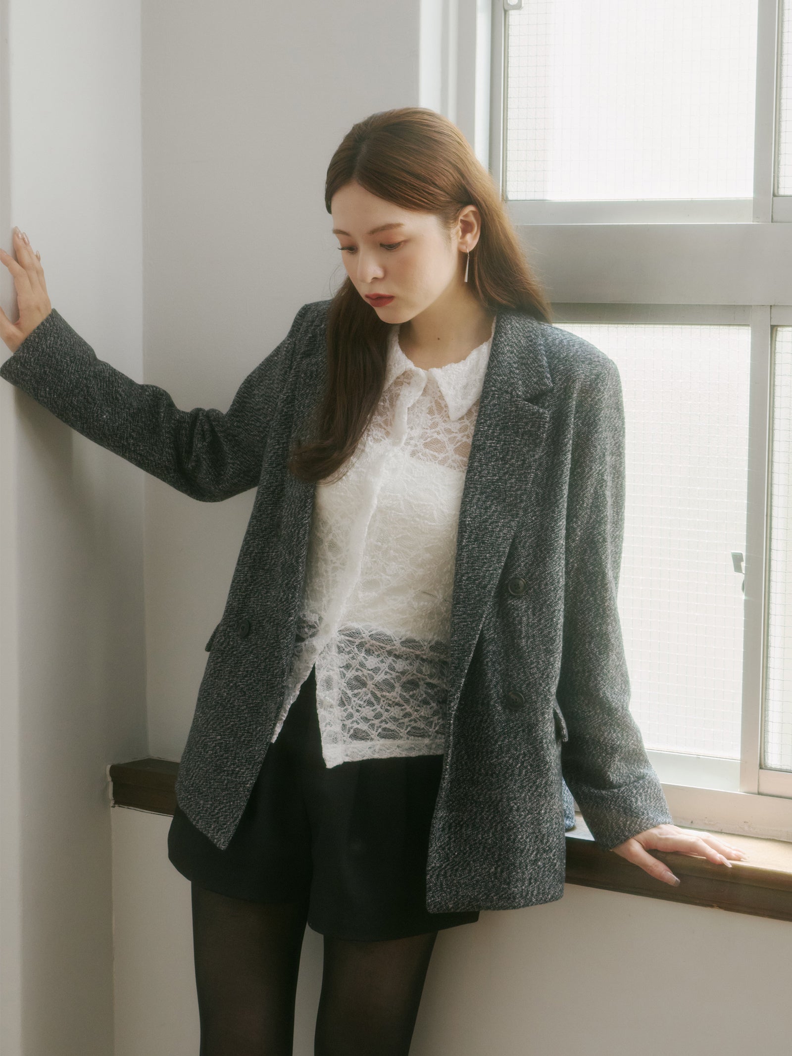 ツイードテーラードジャケット