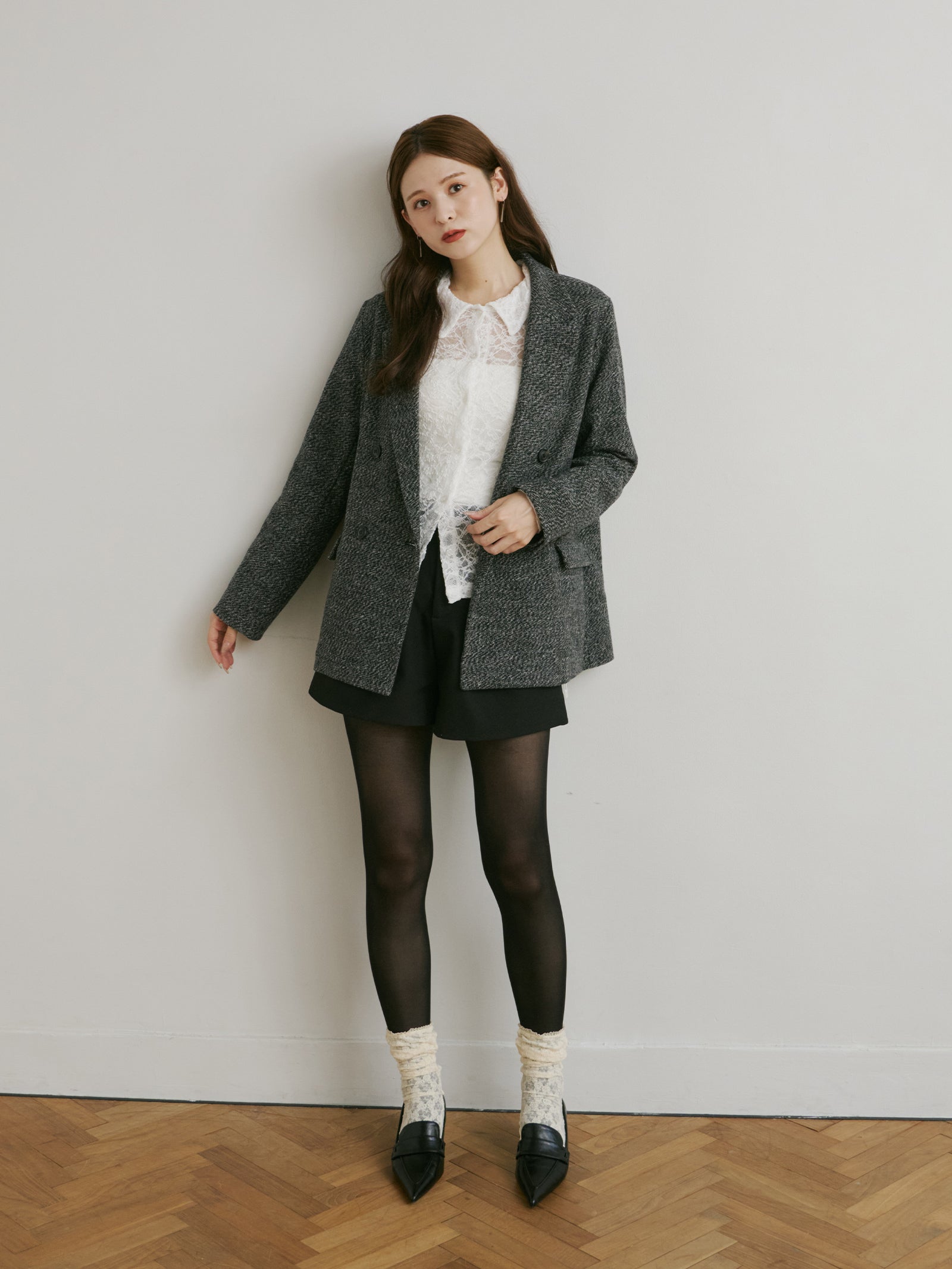 ツイードテーラードジャケット