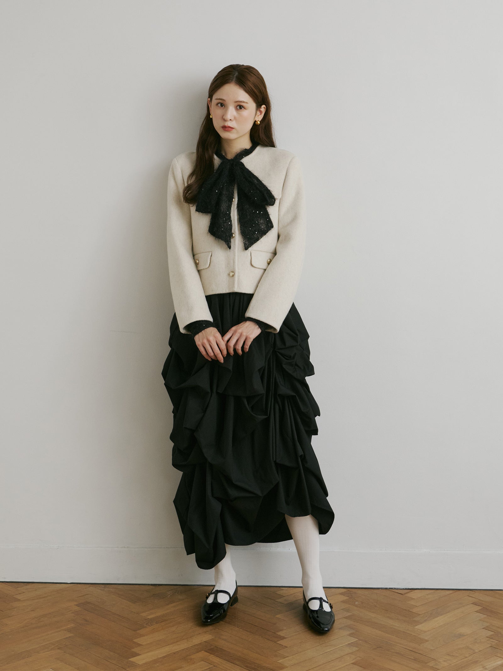 ゴールドボタンノーカラージャケット