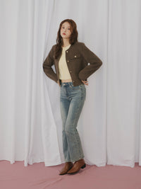 ゴールドボタンノーカラージャケット