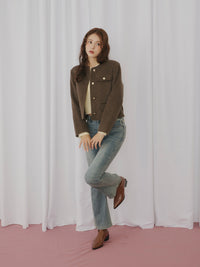 ゴールドボタンノーカラージャケット