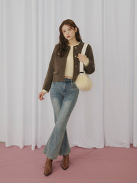 ゴールドボタンノーカラージャケット