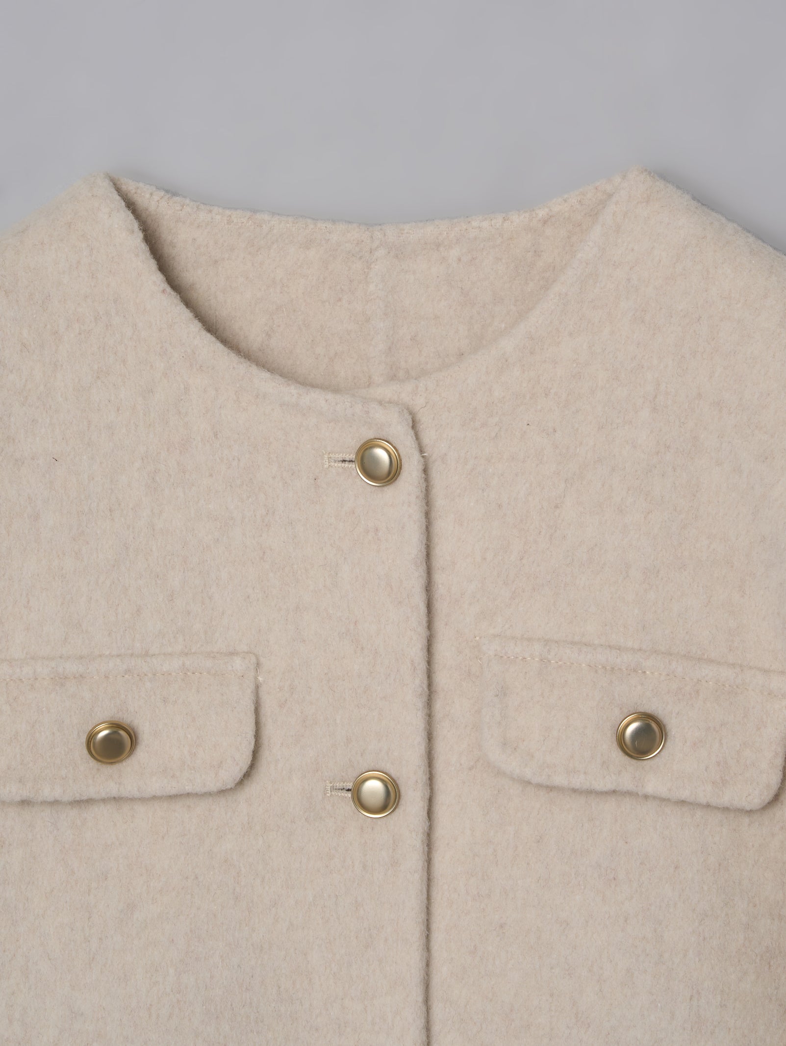 YAMADAYA★ノーカラージャケット ベージュ ゴールドボタン YAMADAYA☆ノーカラージャケット ベージュ ゴールドボタン