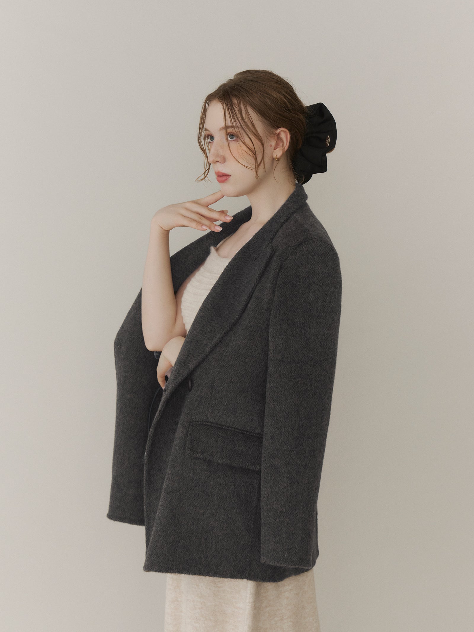 DRAWER 2024AWウールヘリンボーンケヌキ テーラードジャケット DRAWER 2024AWウールヘリンボーンケヌキ テーラードジャケット