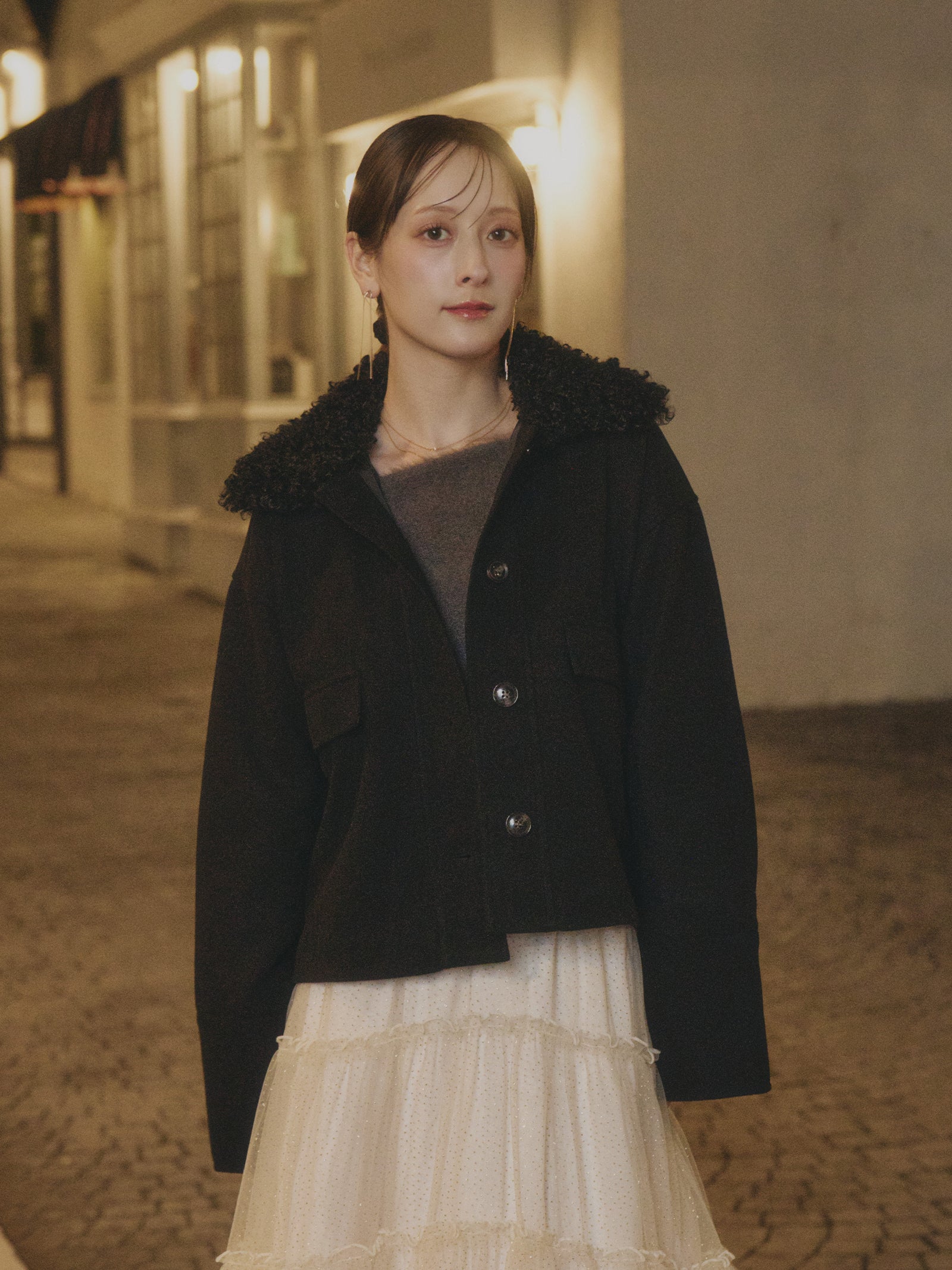 一部予約】フェイクウールショートアウター【発送予定日 11月下旬~12月