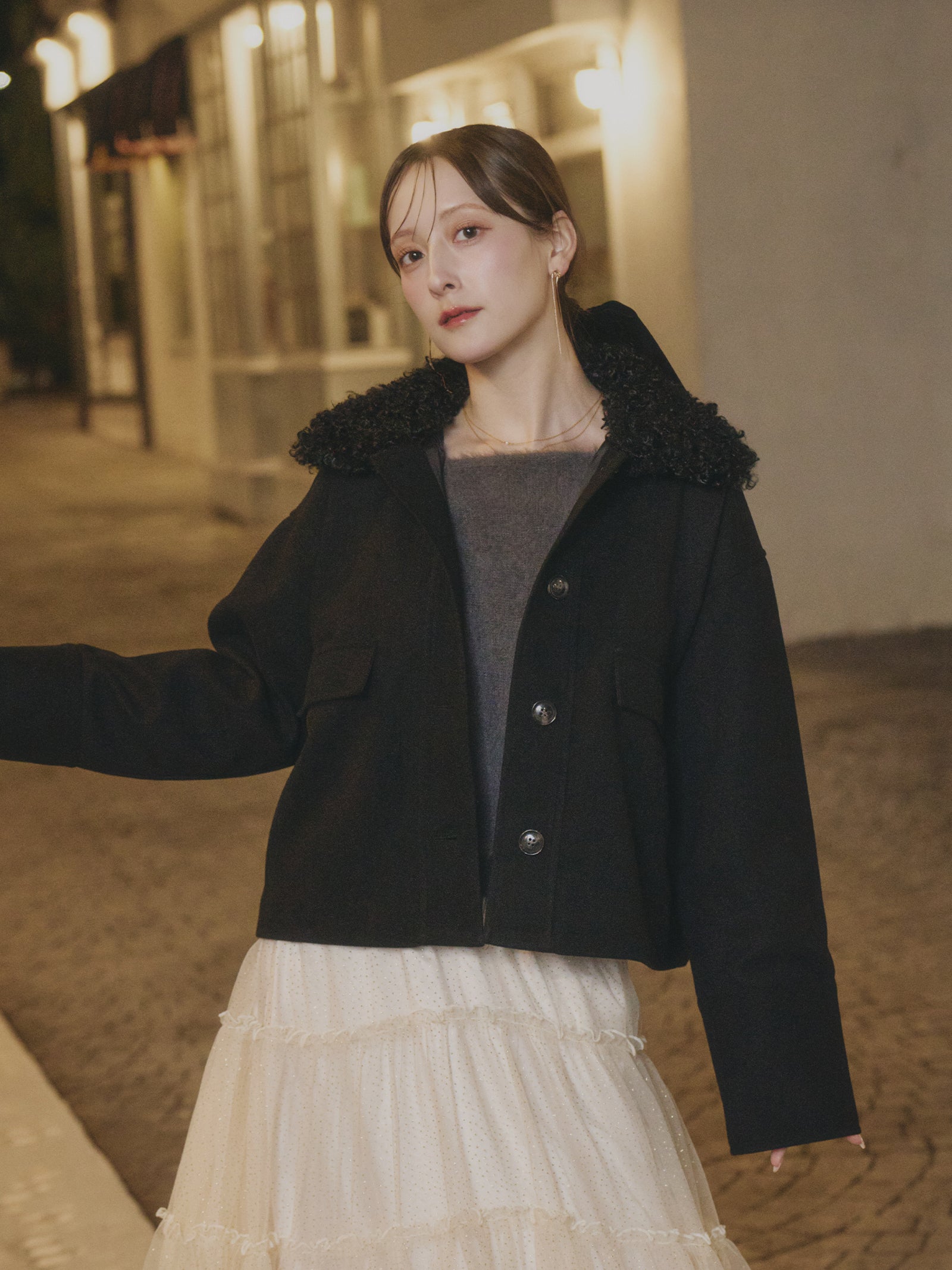 フェイクウールショートアウター