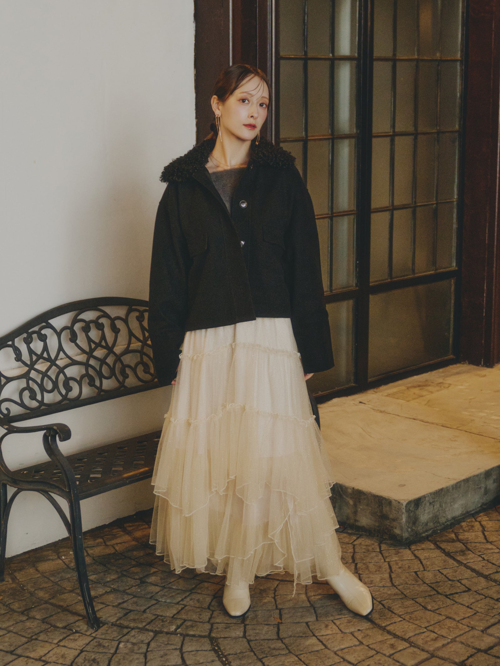 フェイクウールショートアウター