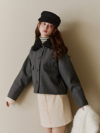 フェイクウールショートアウター