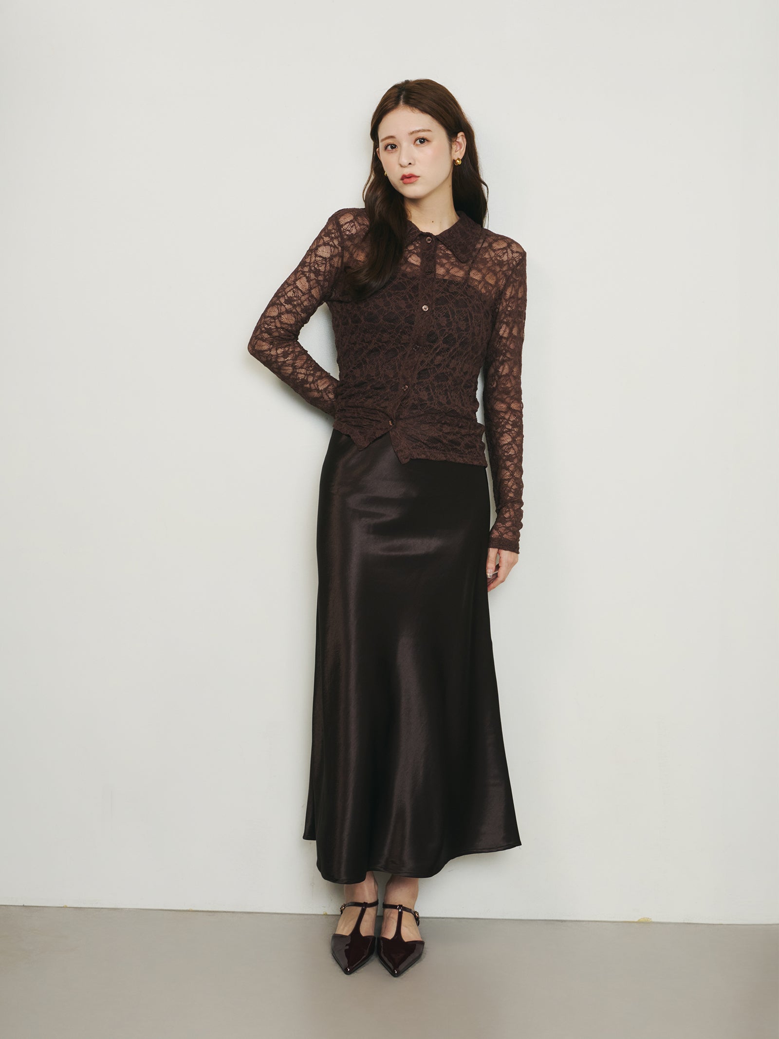 一部予約】ルミナスサテンライクスカート【発送予定日 1月中旬~1月下旬】