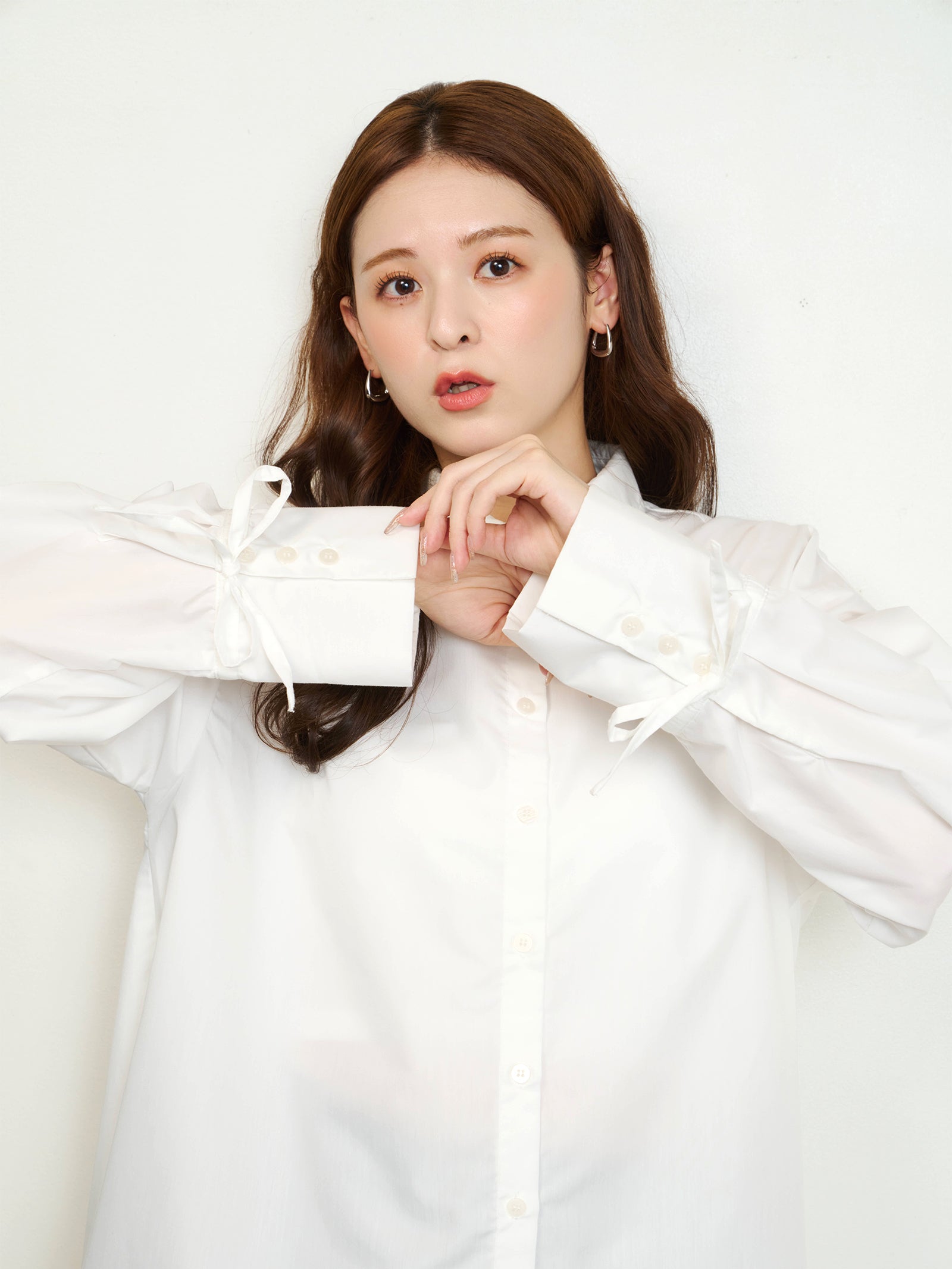リボンスリーブチュニックシャツ