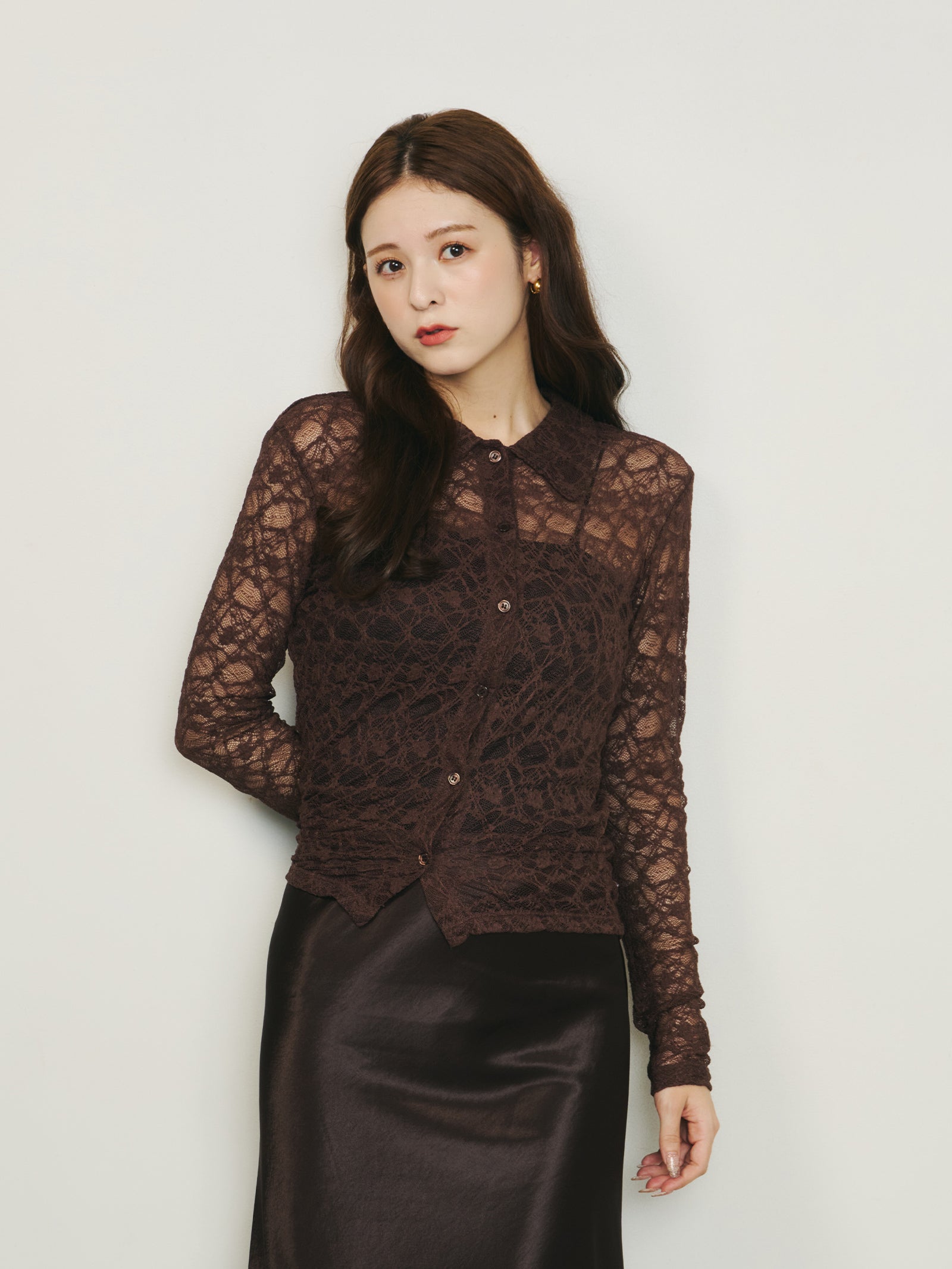 ENFOLD 24ss レースシャツ SOLID-ARM SHIRT ブラック ENFOLD 24ss レースシャツ SOLID-ARM SHIRT ブラック 00s