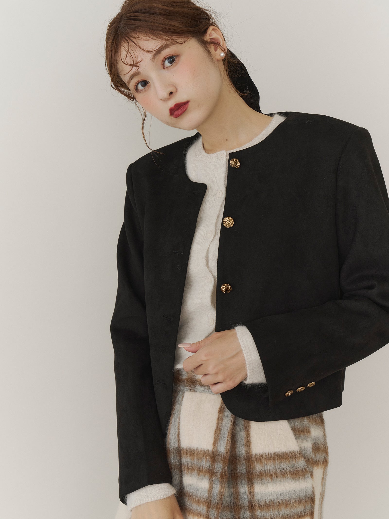 ベルベットスエードライクショートジャケット