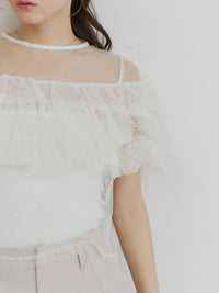 フロッキードットフリルトップス