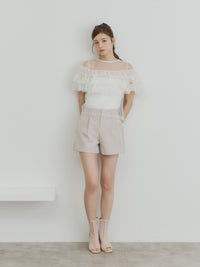 フロッキードットフリルトップス