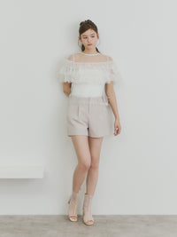 フロッキードットフリルトップス