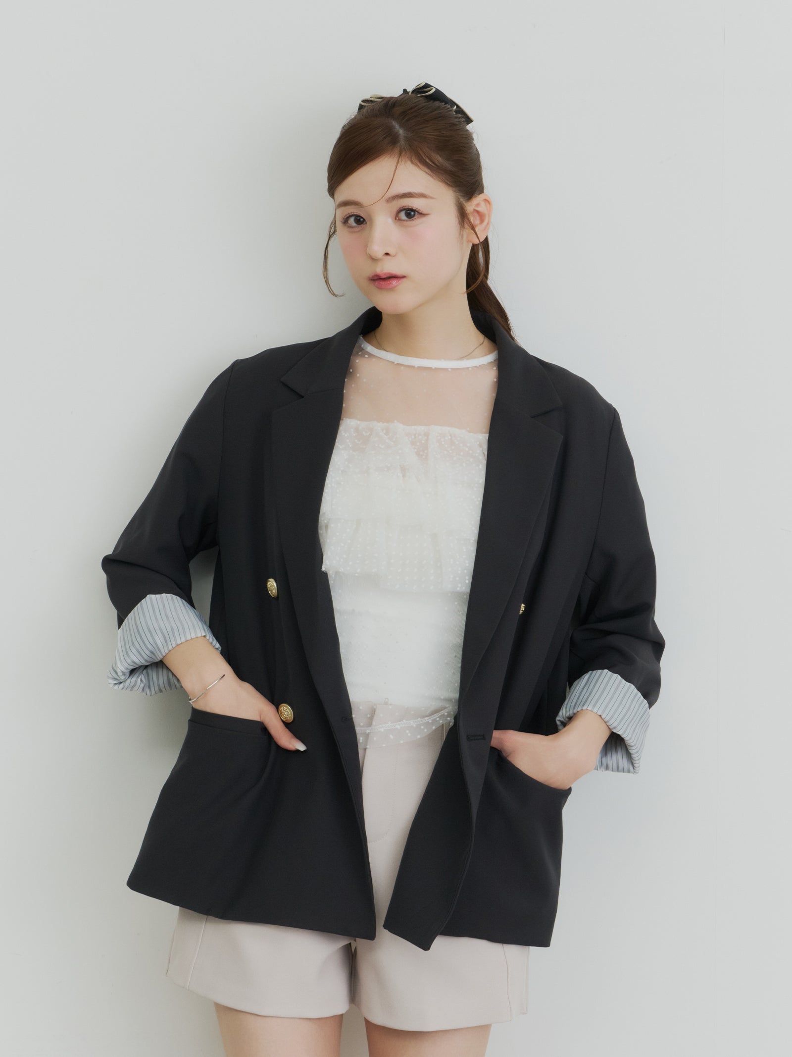 フロッキードットフリルトップス