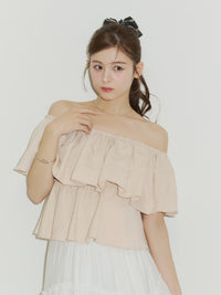 ラインストーンオフショルダートップス