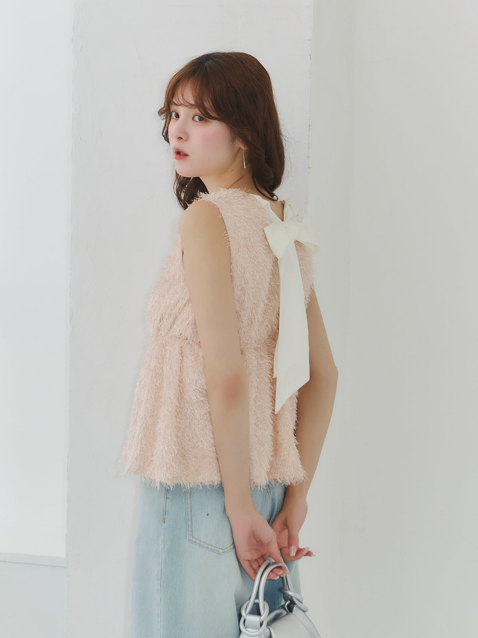 シャギーリボントップス