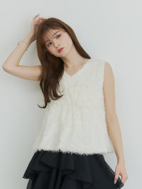 シャギーリボントップス