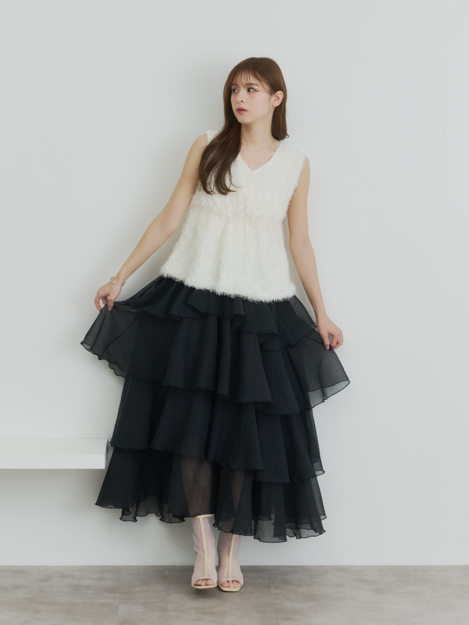 シャギーリボントップス