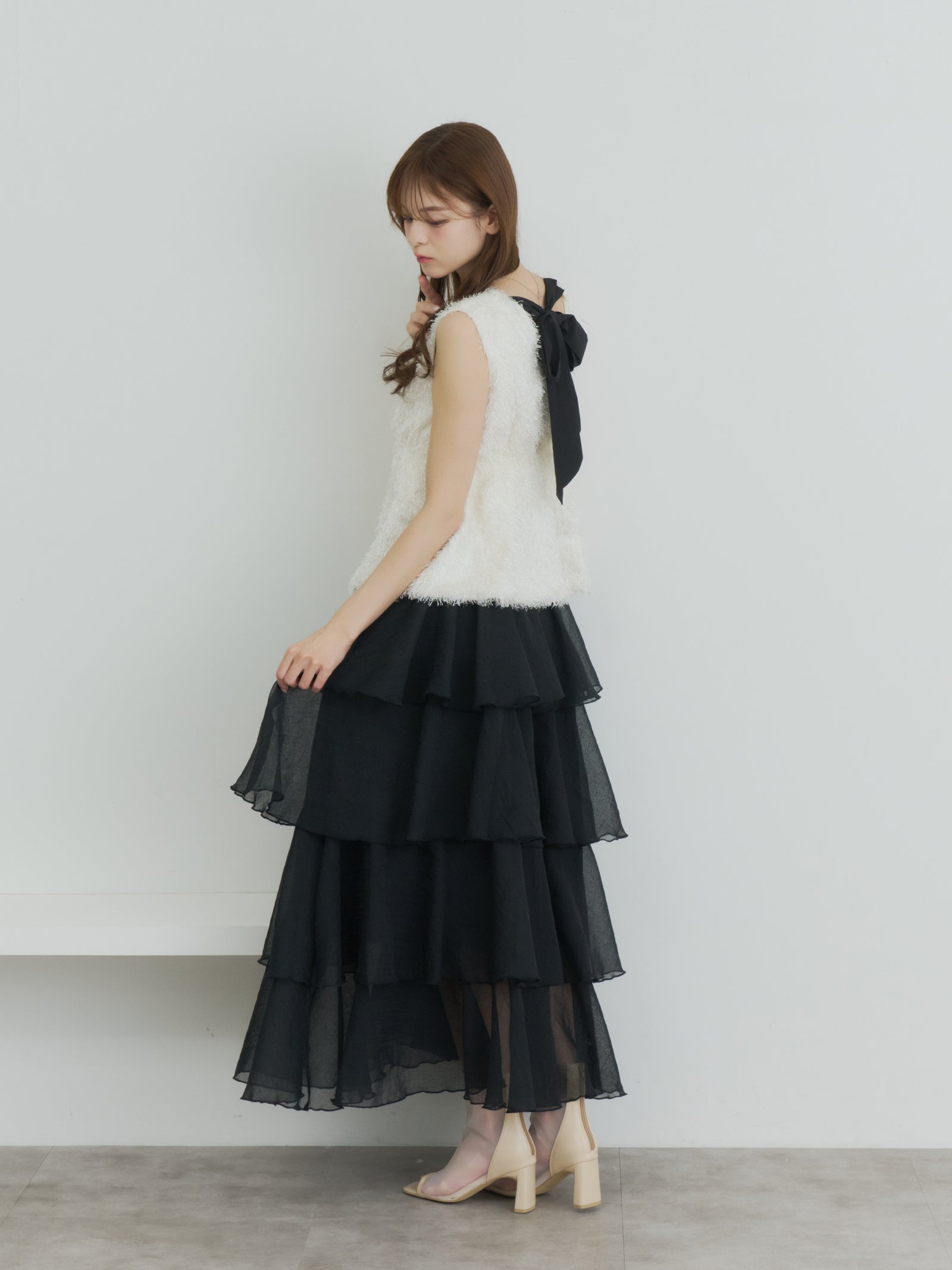 シャギーリボントップス