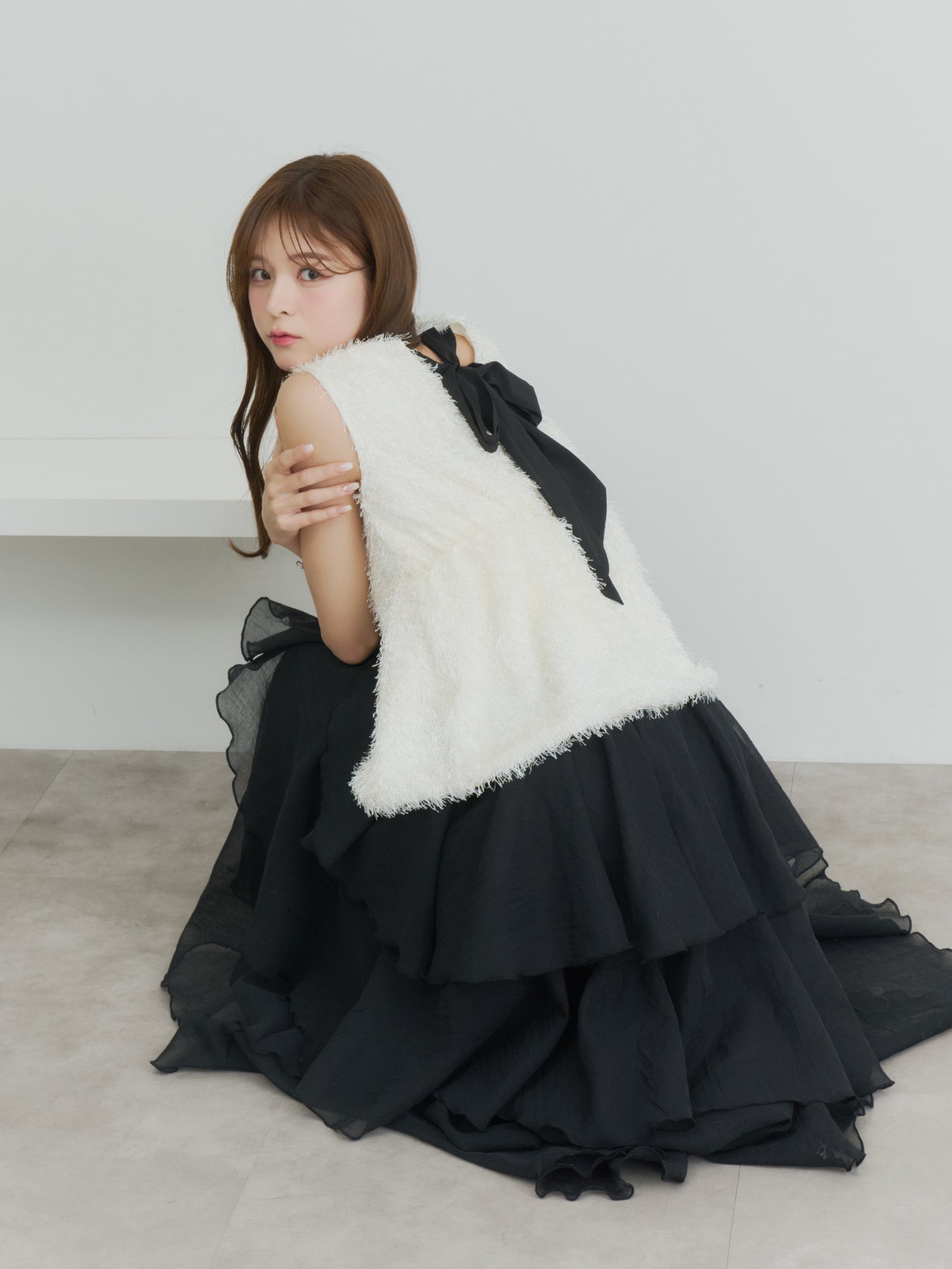 シャギーリボントップス