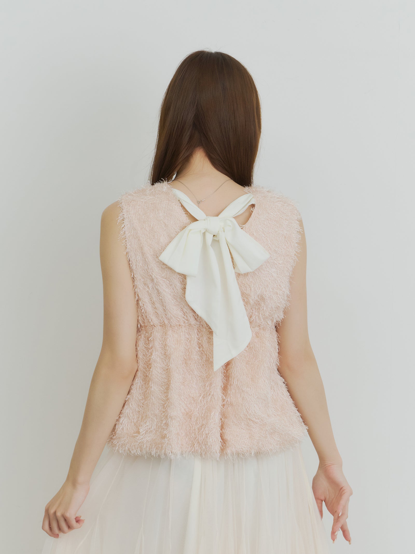 シャギーリボントップス