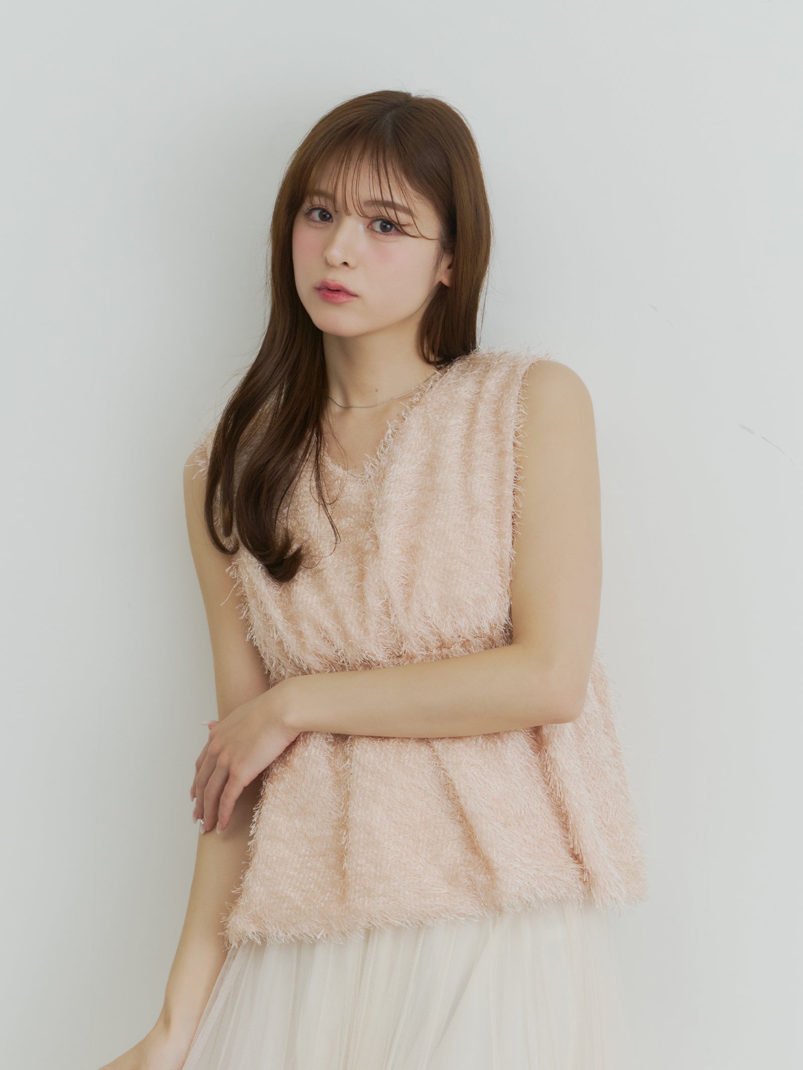 シャギーリボントップス