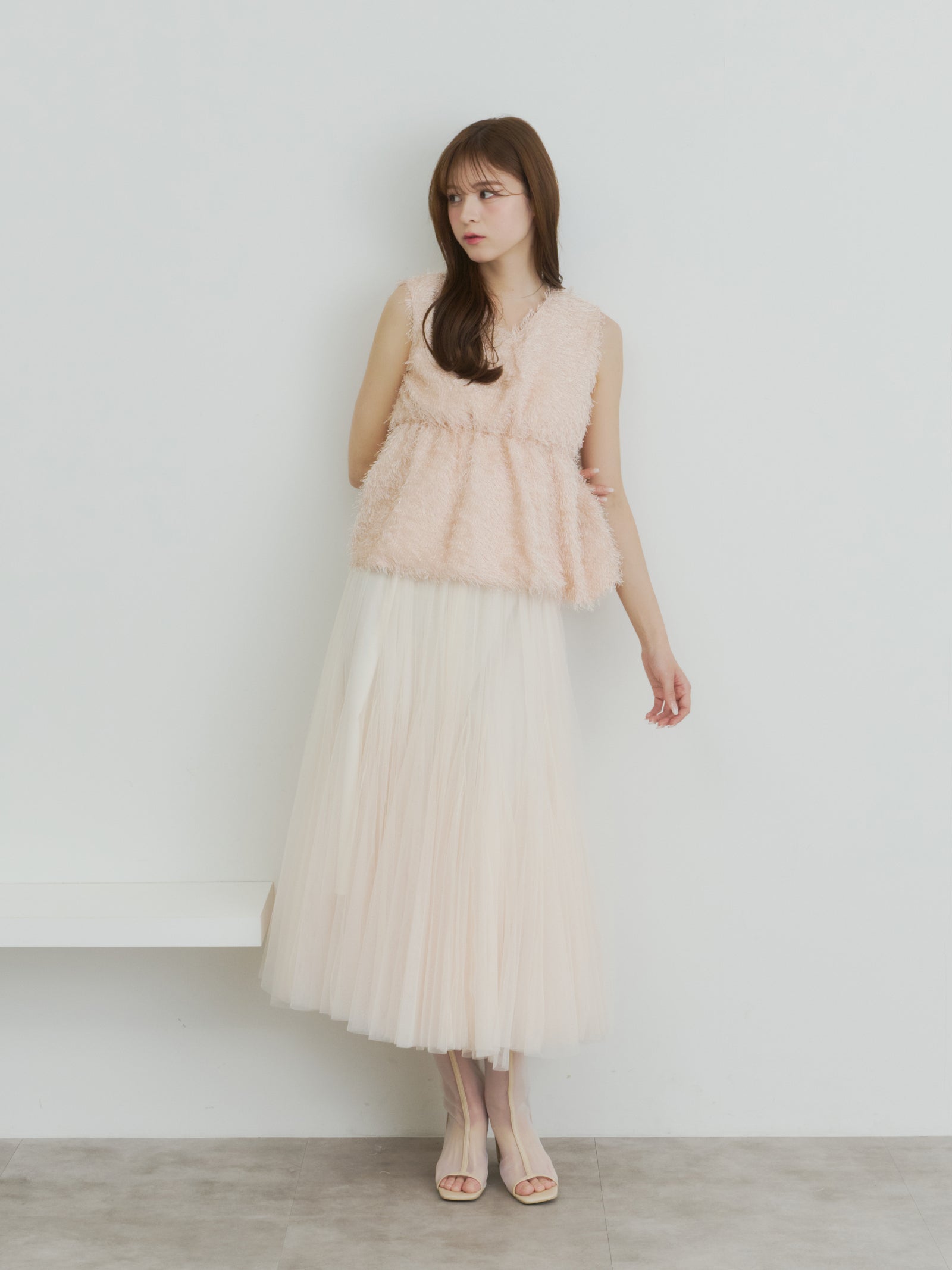 シャギーリボントップス