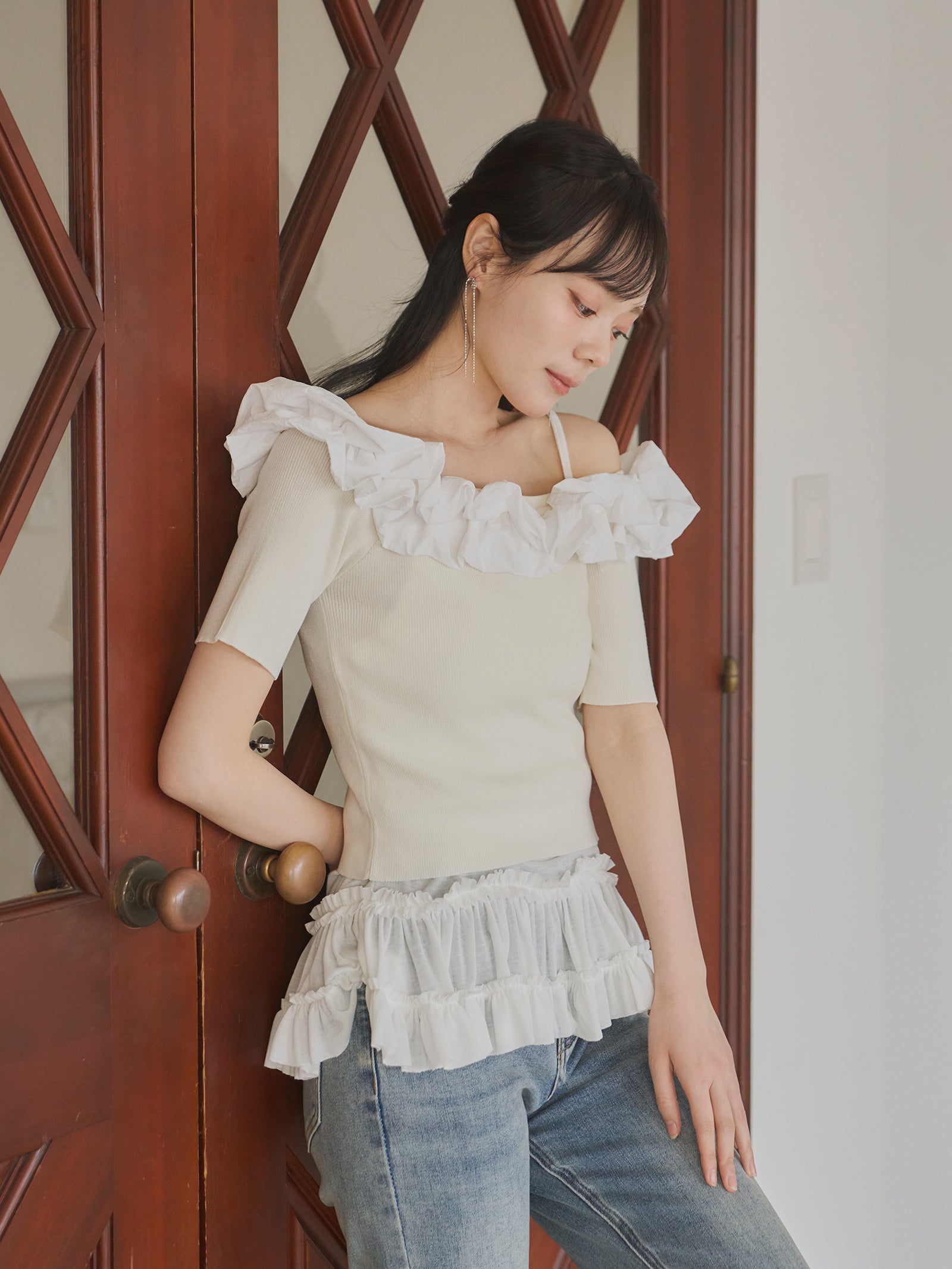 paloma wool 淡い水色 オフショルダー ニットセーター paloma wool 淡い水色 オフショルダー ニットセーター ブルー