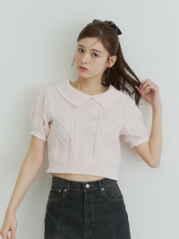 シェルステッチバイカラーサマーニット