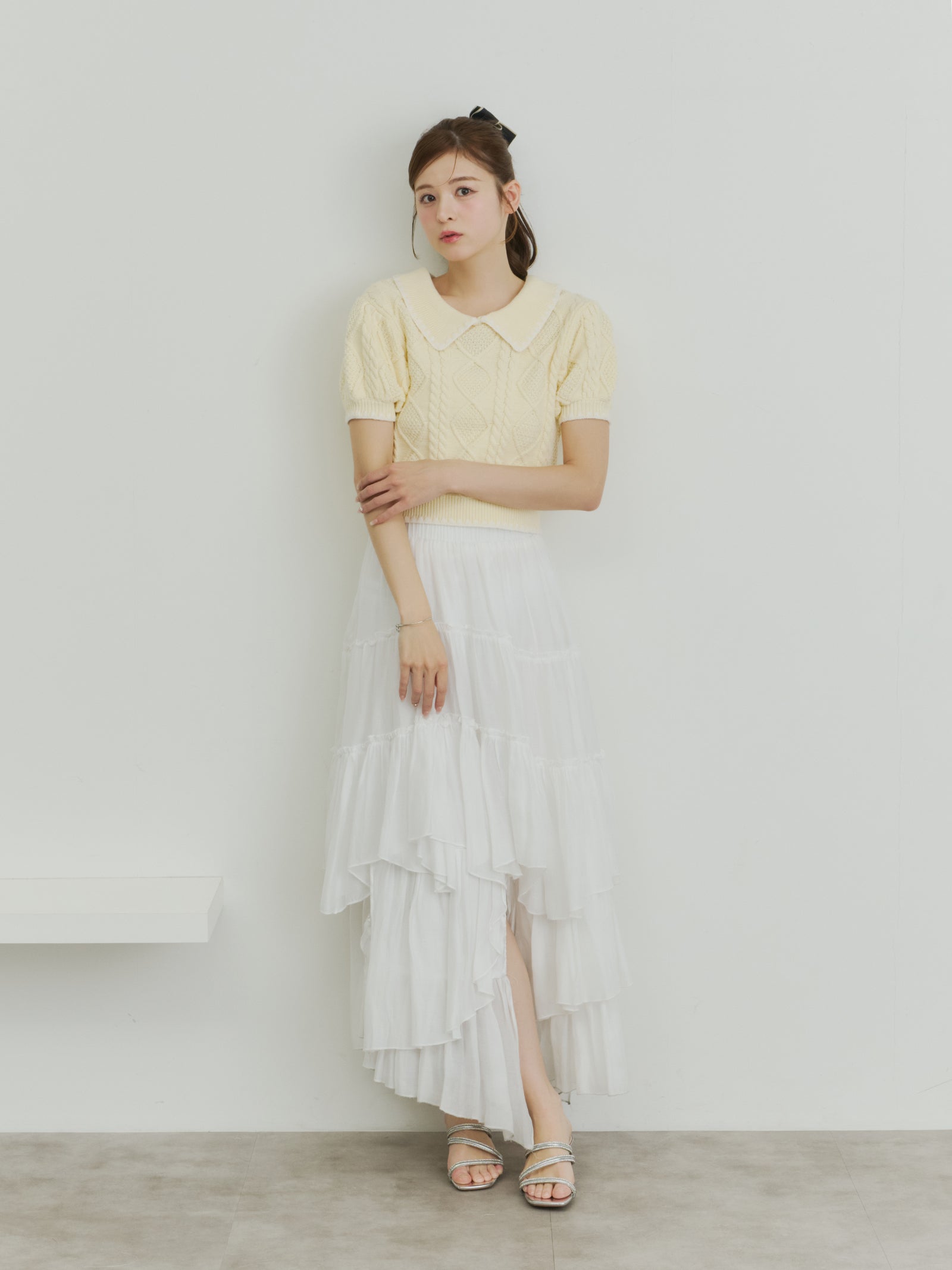 シェルステッチバイカラーサマーニット