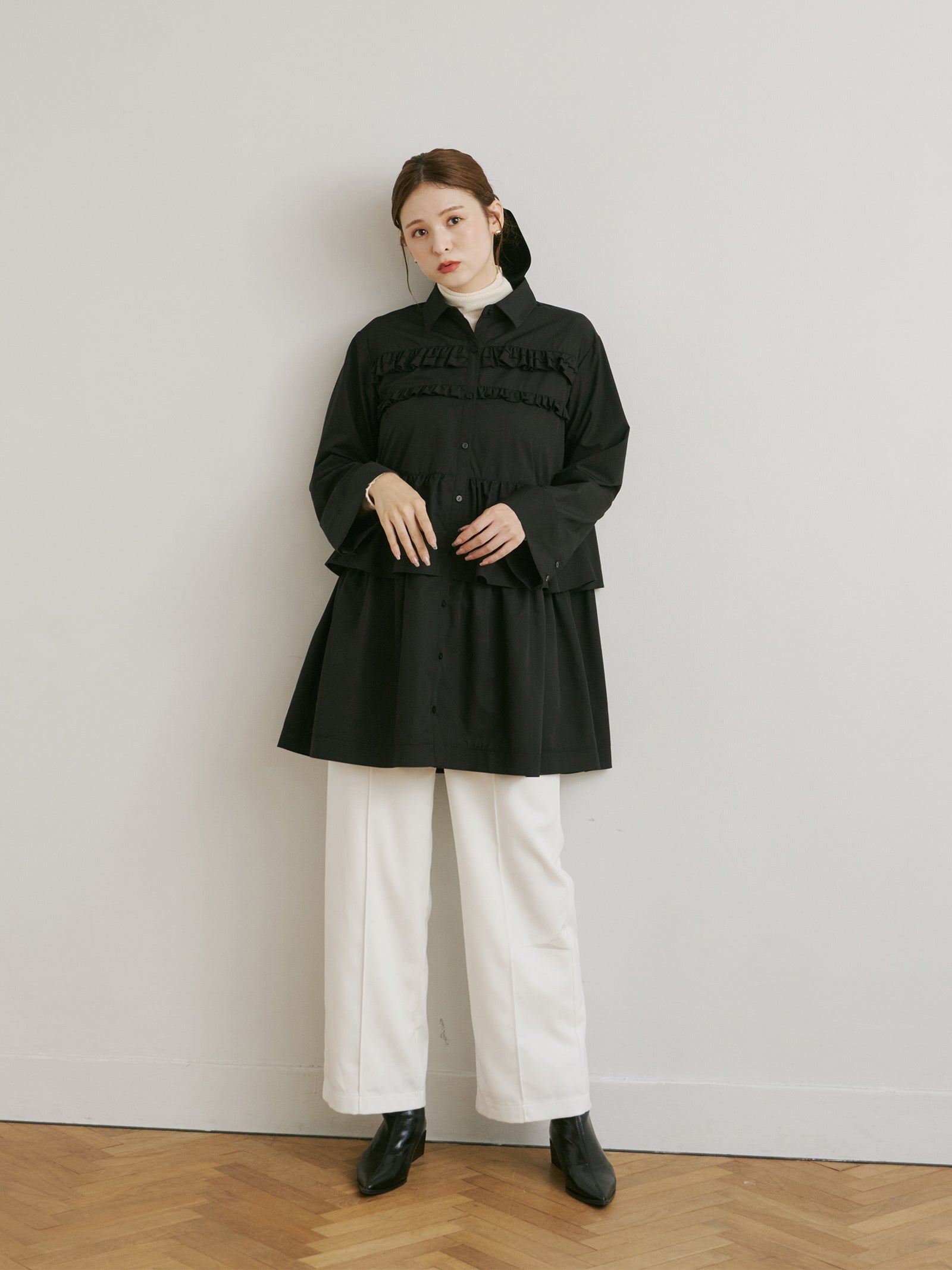 ピンタックハイウエストパンツ