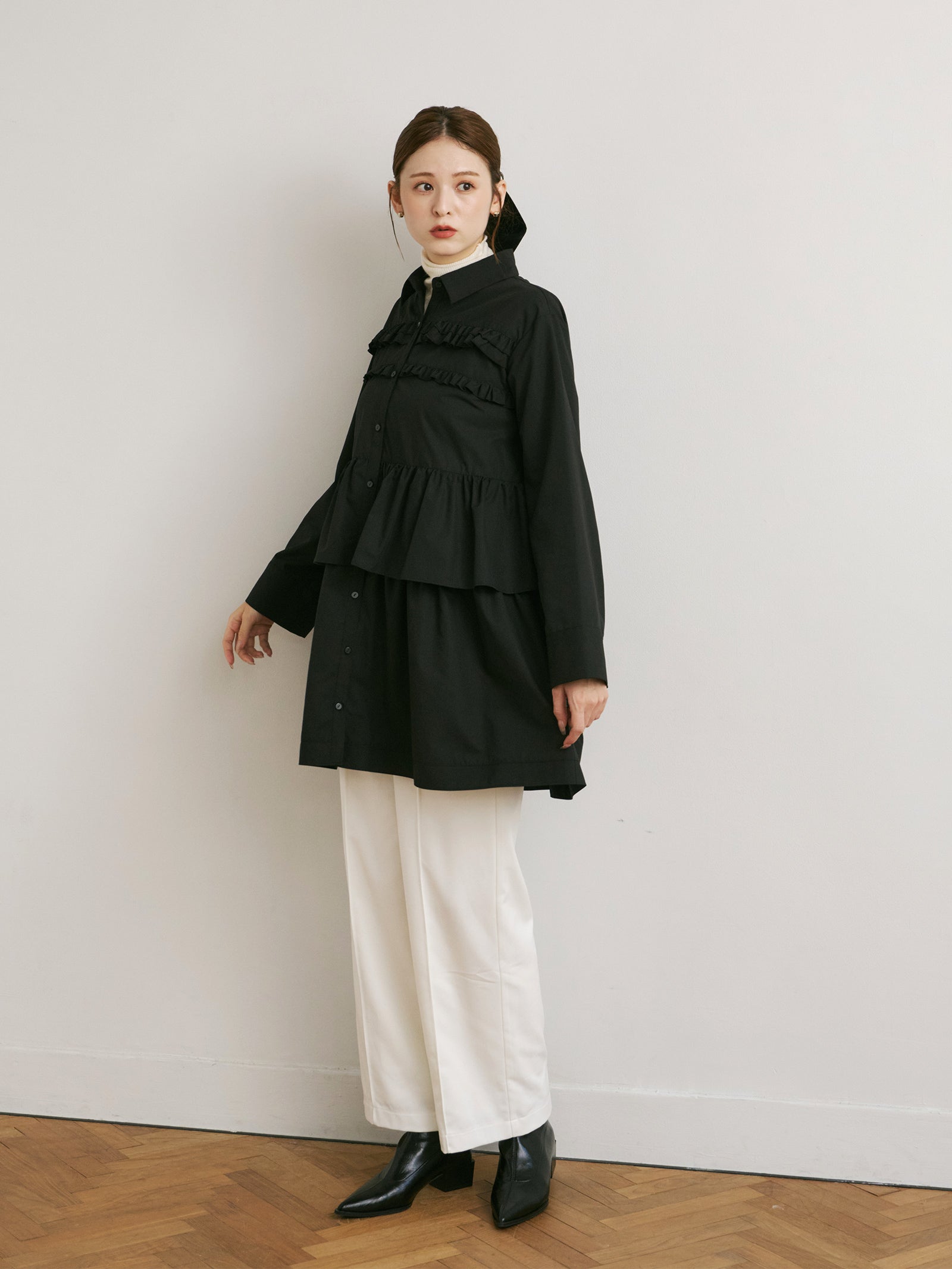 ピンタックハイウエストパンツ