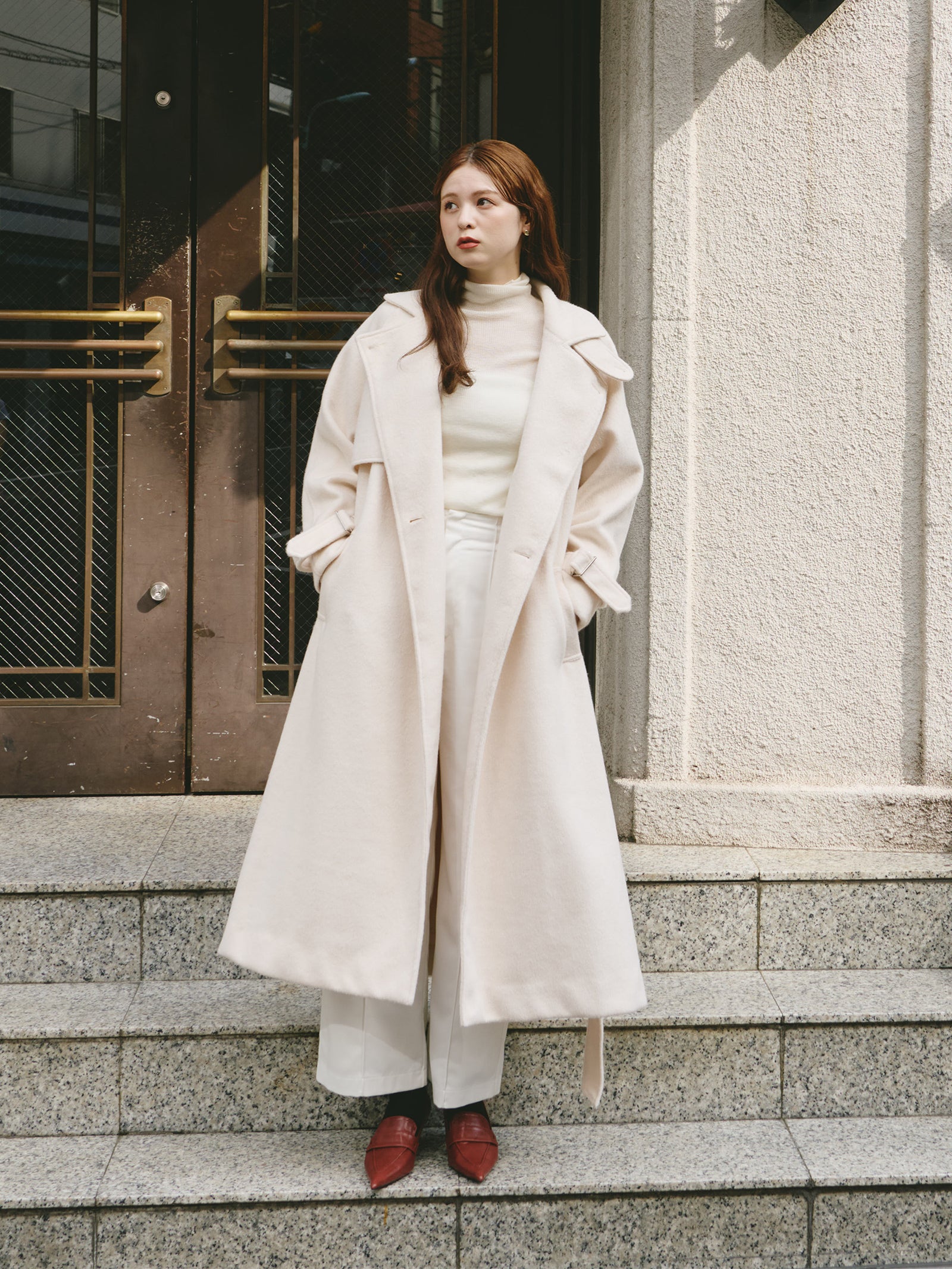 ピンタックハイウエストパンツ