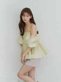 【予約】フラワージャガードペプラムビスチェ【発送予定日 4月上旬〜4月中旬】